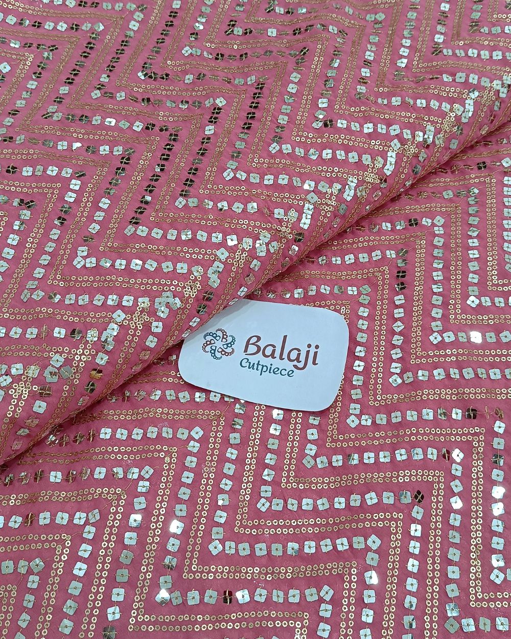 Georgette Work Peach Pink Colour 45 Inches Width