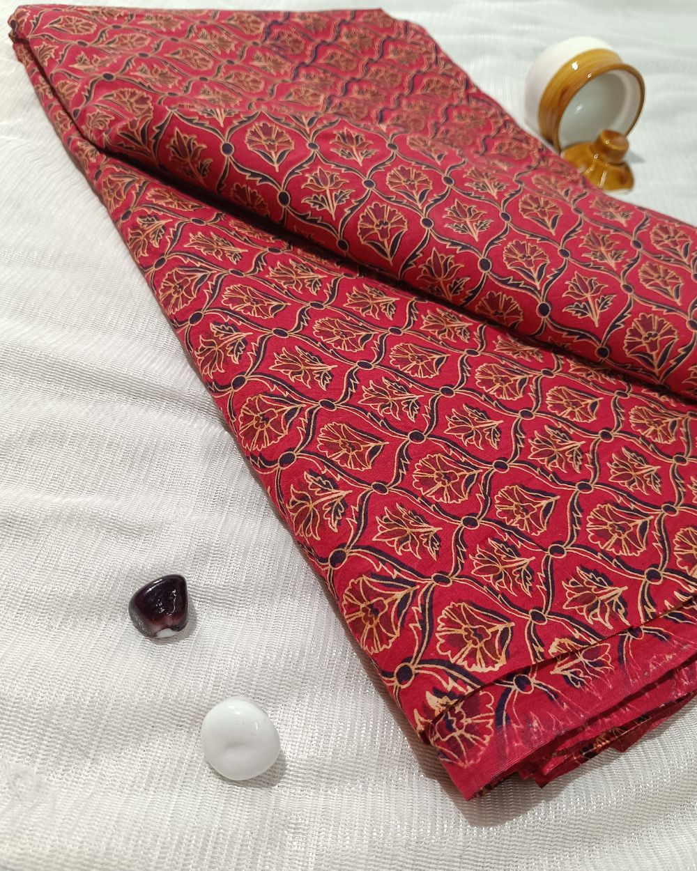 Ajrakh Cotton Natural Dye Block Printed Red Colour 44 Inches Width
