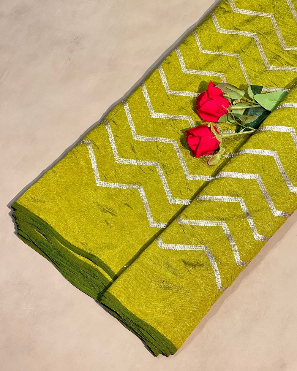 Vichitra Silk Work Mehandi Green Colour 46 Inches Width