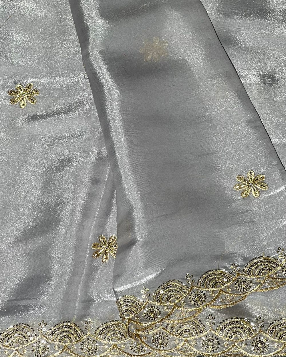 Jimmy Choo Work with both side Border Dupatta Fabric Light Grey Colour 38 Inches Width