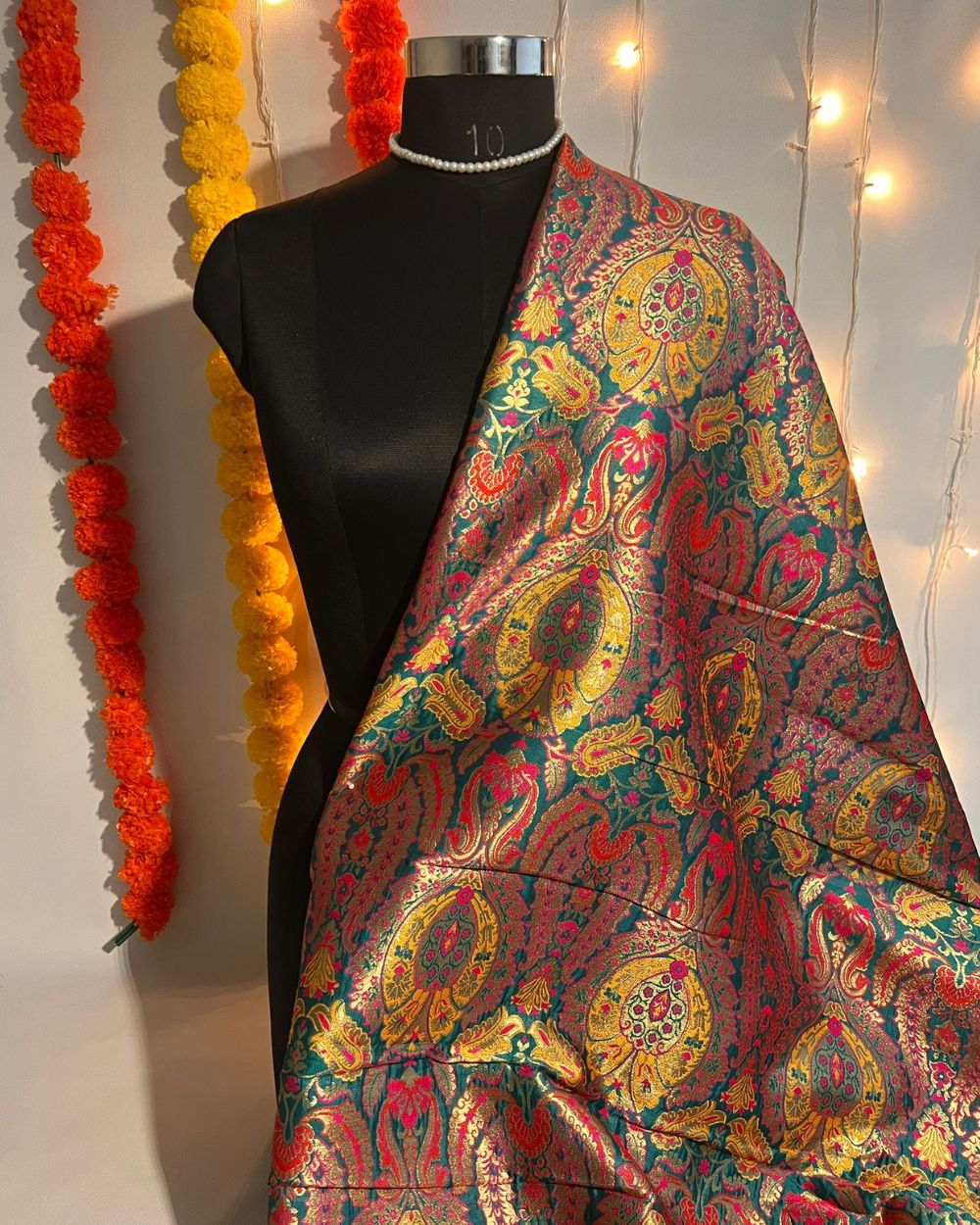 Jacquard Brocade Peacock Green  Colour 46 Inches Width