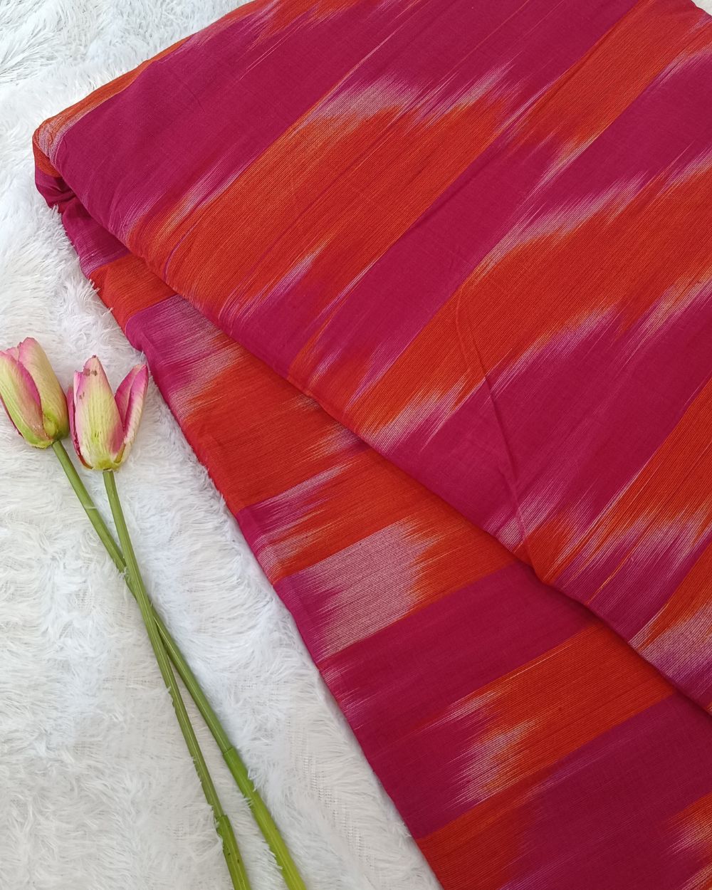 Woven Pure Cotton Ikat Pink Colour 42 Inches Width