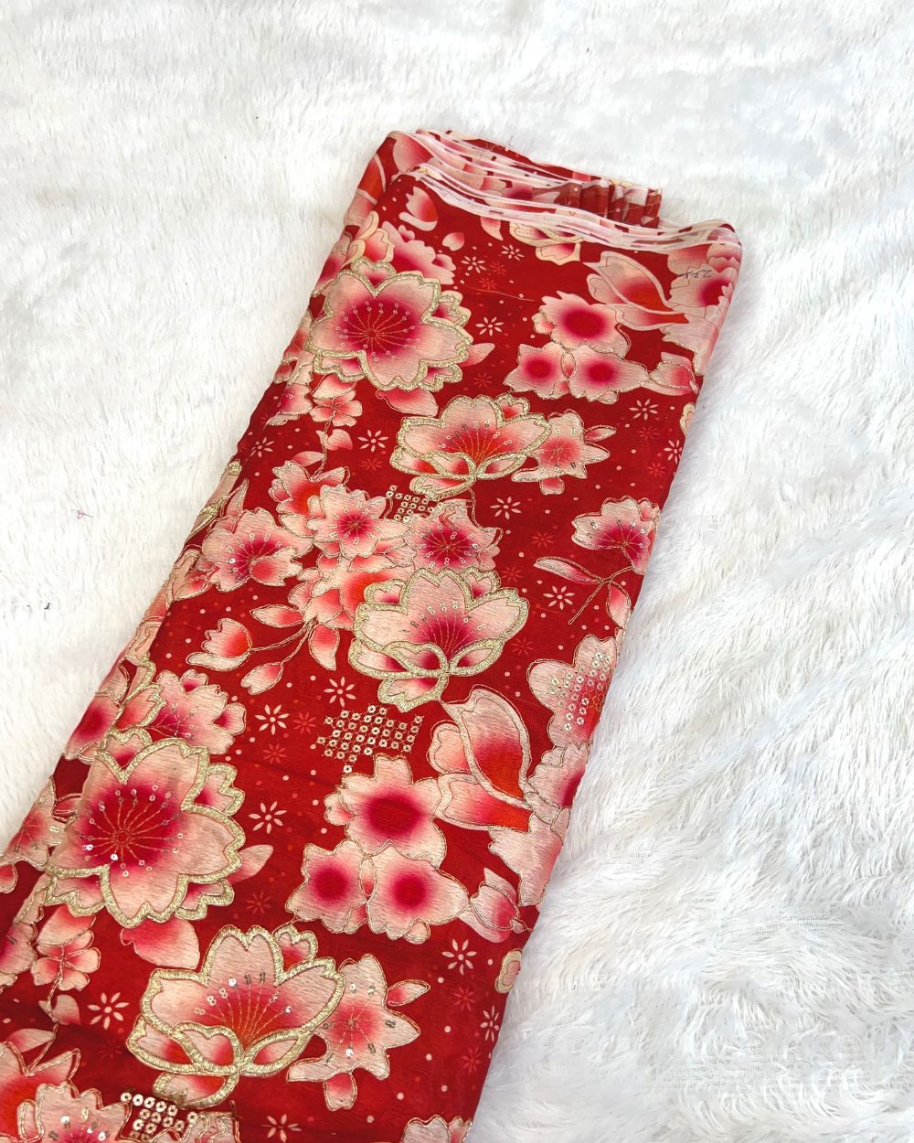 Chinnon Work Red Colour 46 Inches Width