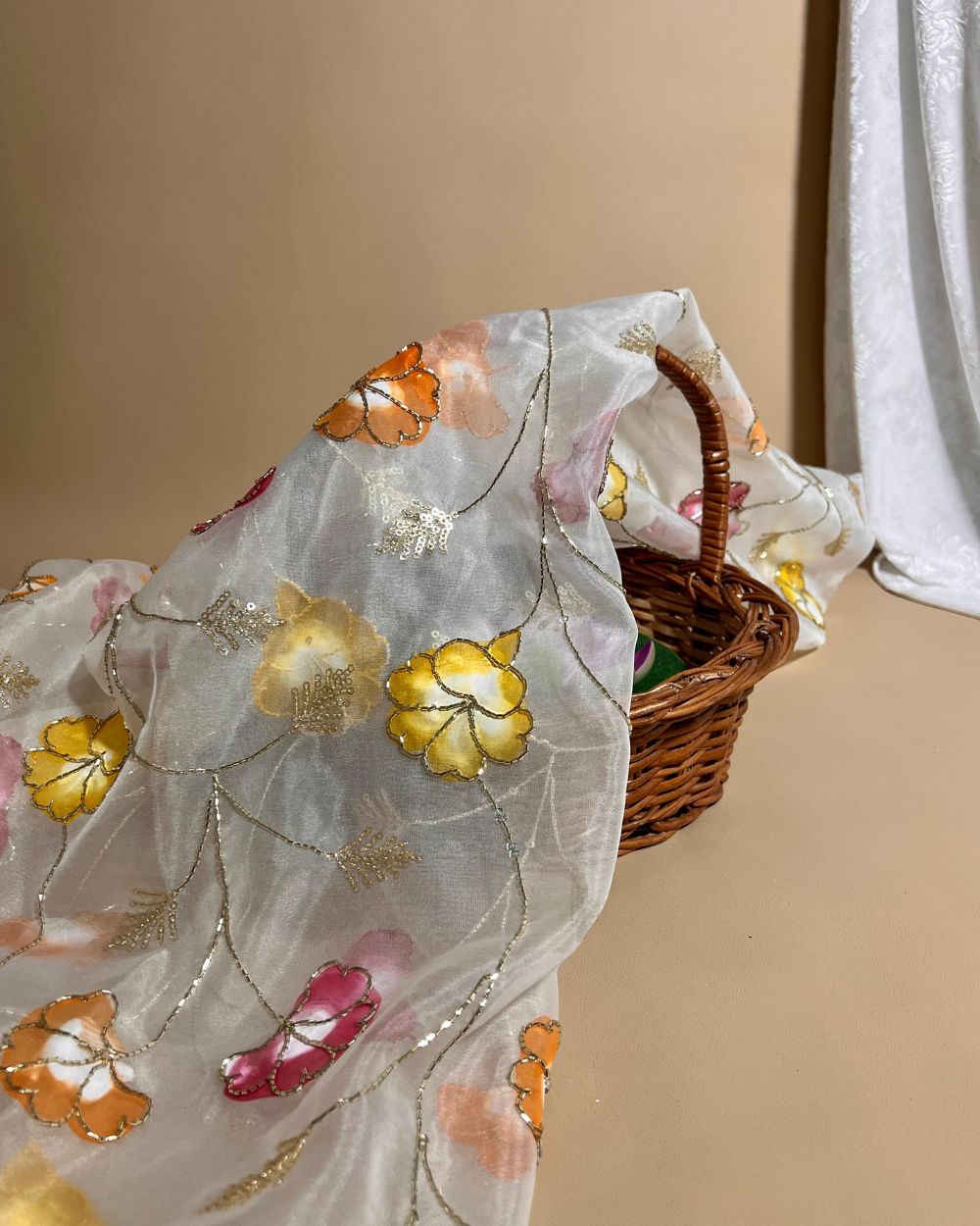 Premium Organza Work White Colour 45 Inches Width