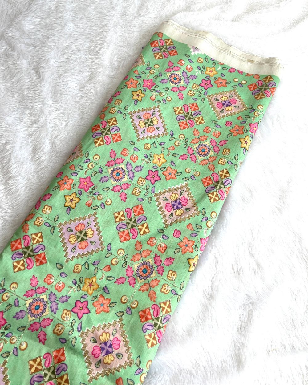 Mulberry Work Pista Colour 44 Inches Width
