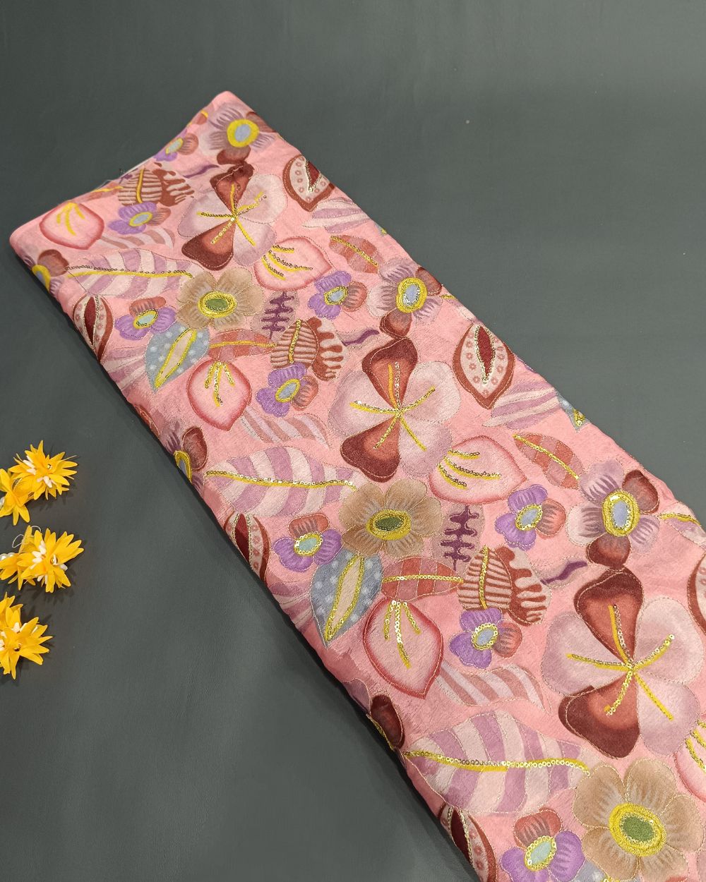 Chinnon Work Pastel Pink Colour 44 Inches Width