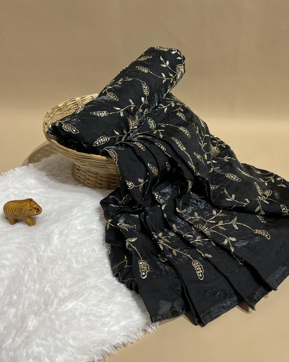 Space Silk Work Black Colour 45 Inches Width