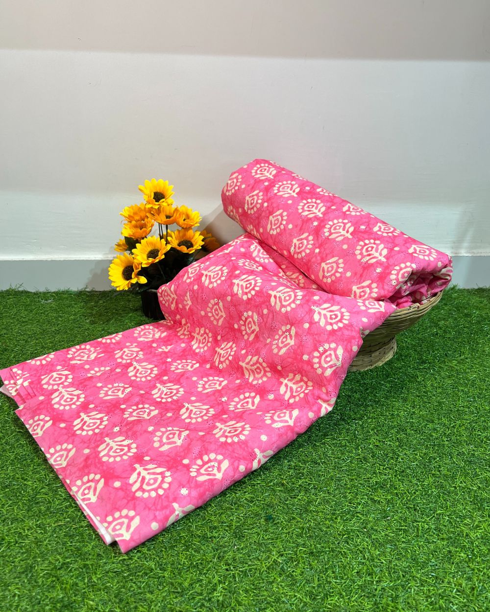 Printed Hakoba Cotton Pink Colour 46 Inches Width