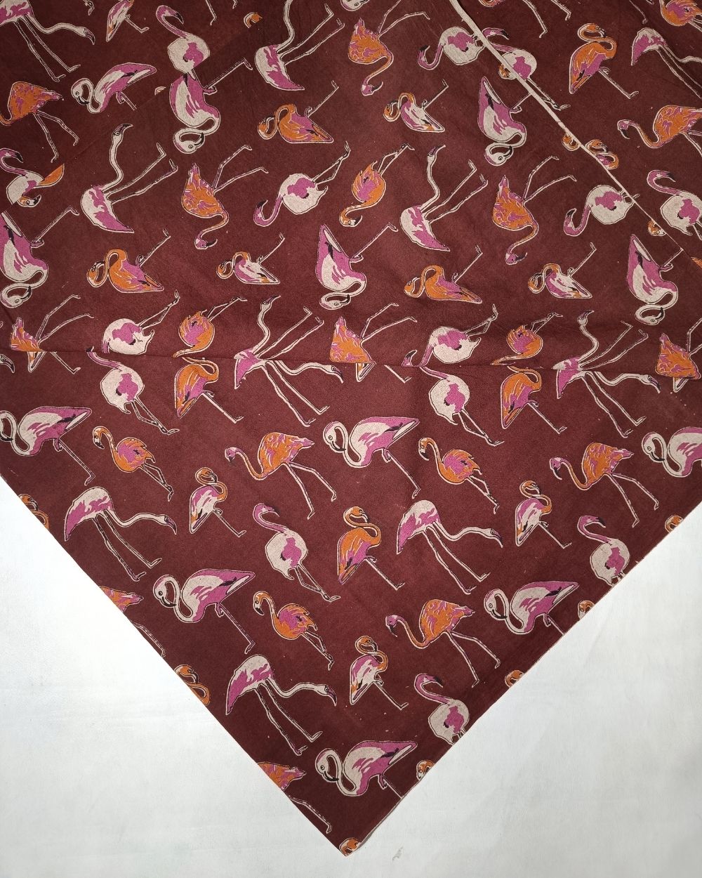 Hand Block Printed Cotton Kalamkari Coffee Brown Colour 46 Inches Width