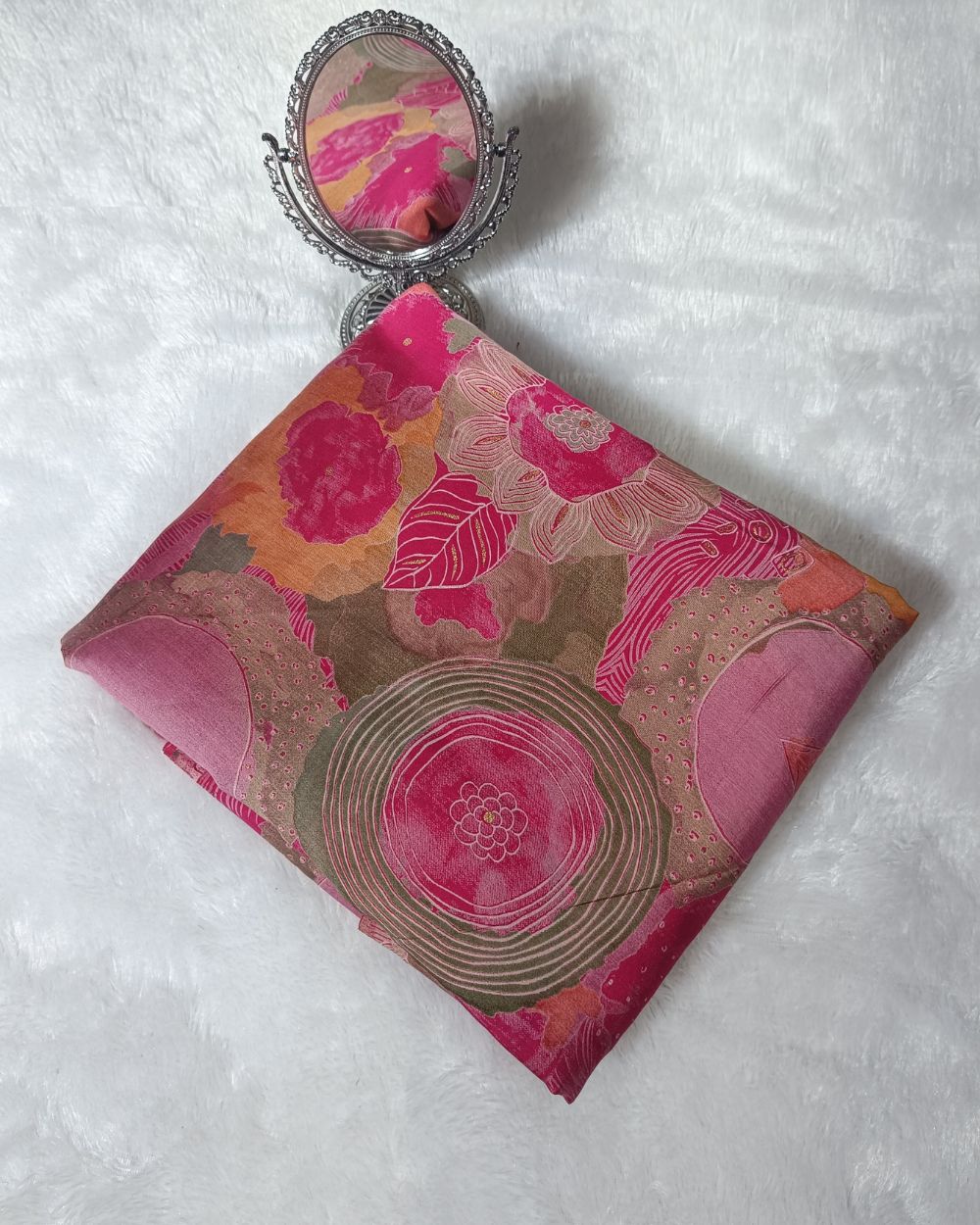 Printed Muslin (Foil) Pink Colour 42 Inches Width