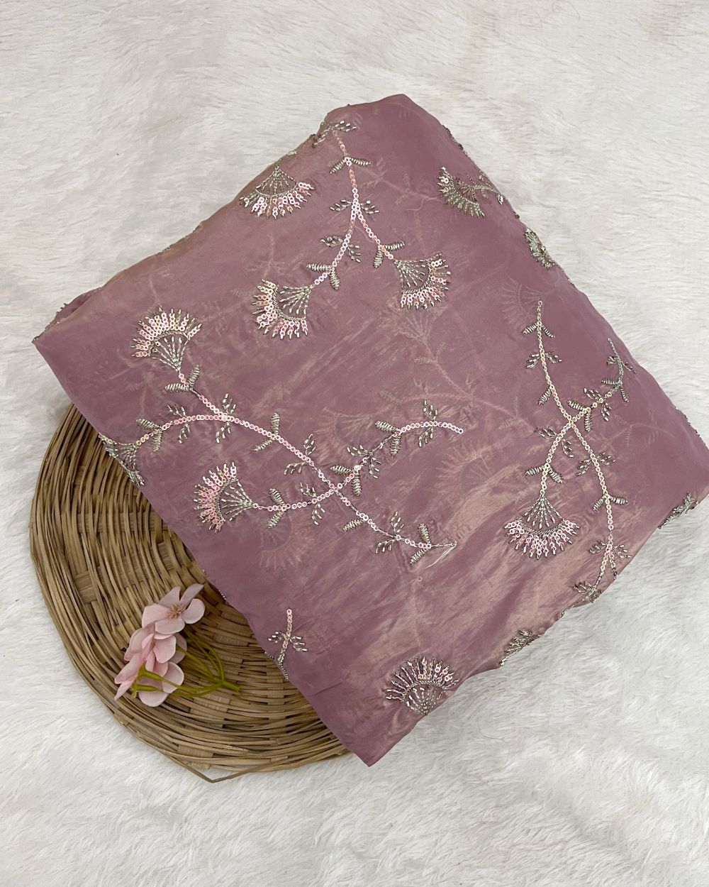 Gold Crush Work Onion Pink Colour 45 Inches Width