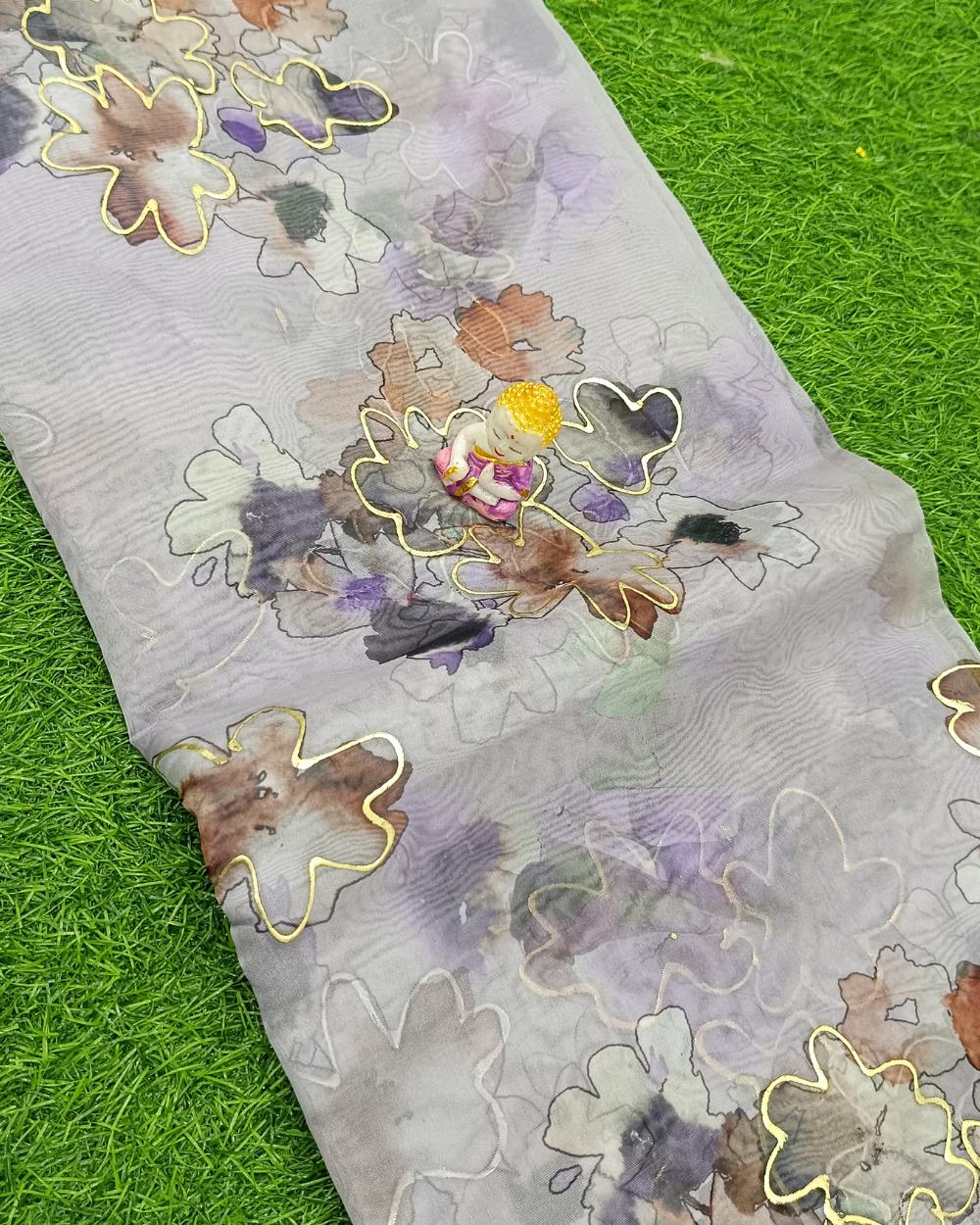 Premium Printed Organza Foil Pastel Lavender Colour 43 Inches Width