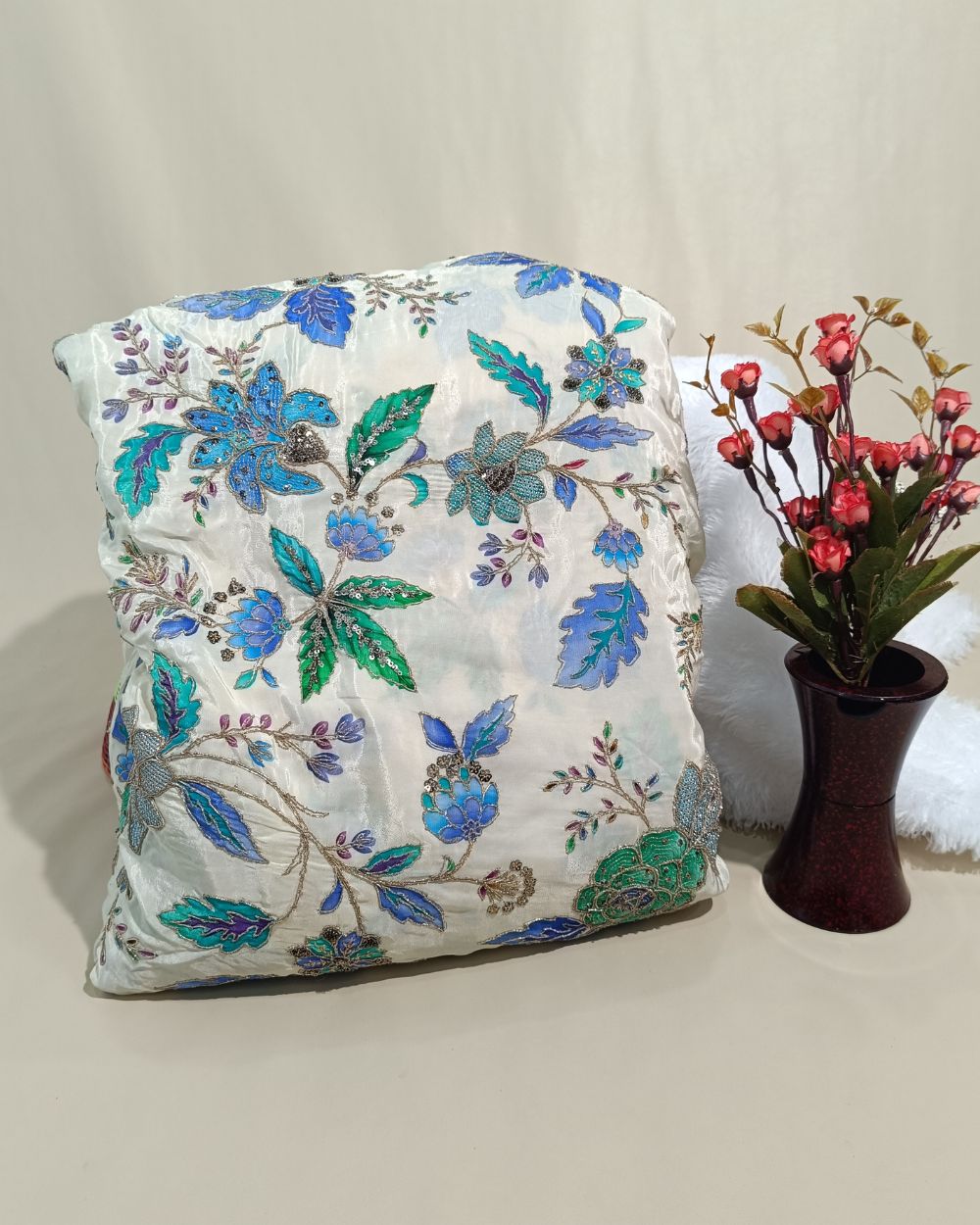 Natural Crepe Work Cream Colour 44 Inches Width