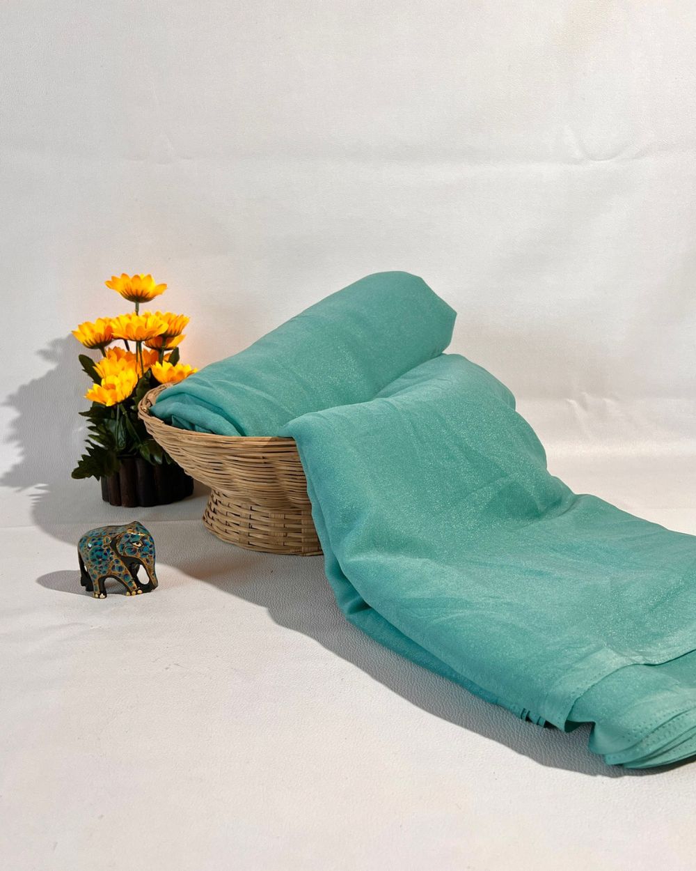 Plain Star Georgette Light Sea Green Colour 44 Inches Width