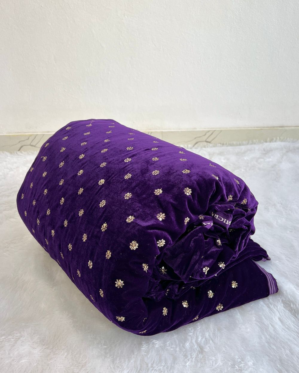 Premium Velvet Butti Work Purple Colour 45 Inches Width