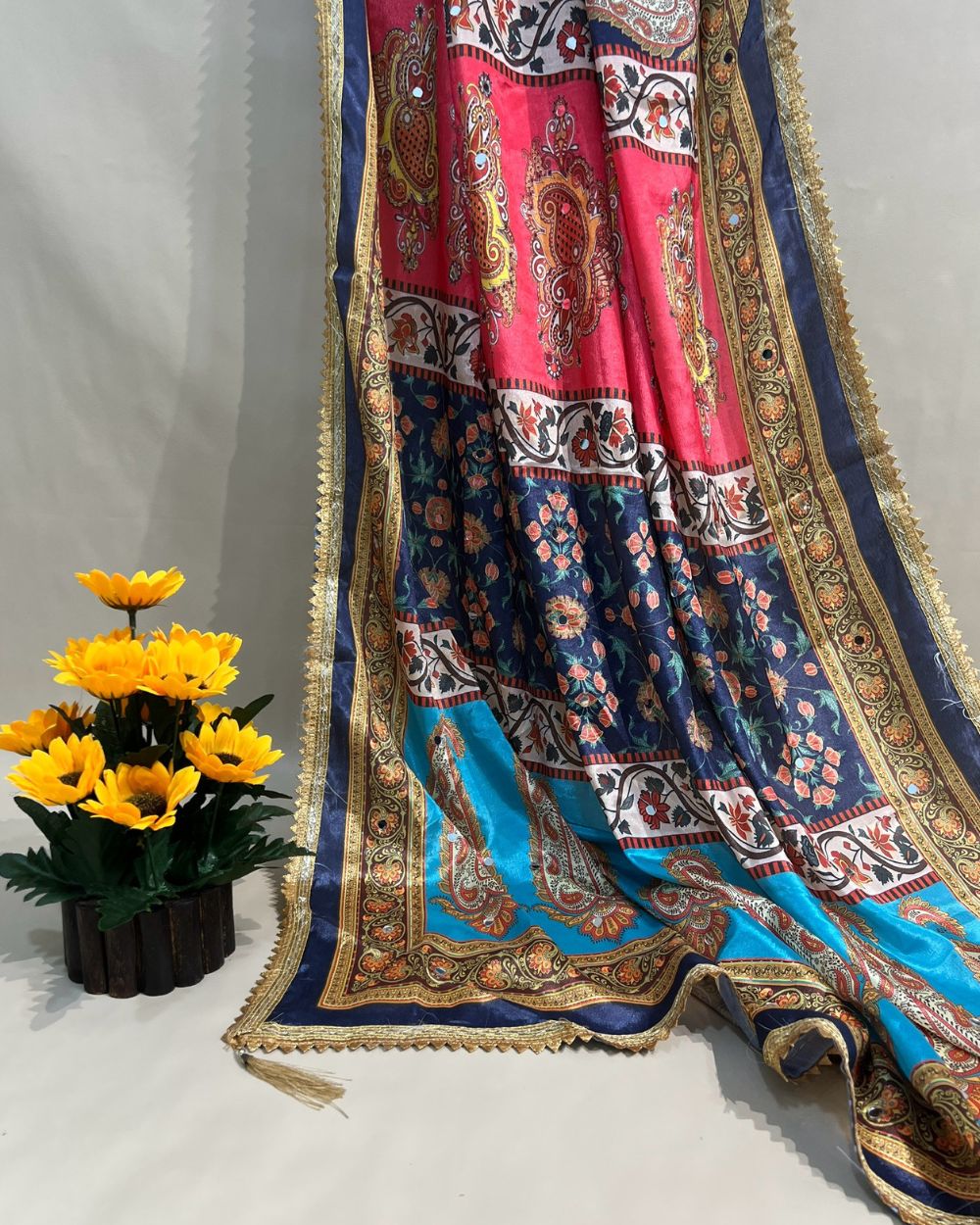 Chinnon Abla Work Dupatta Multicolor 42 Inches Width
