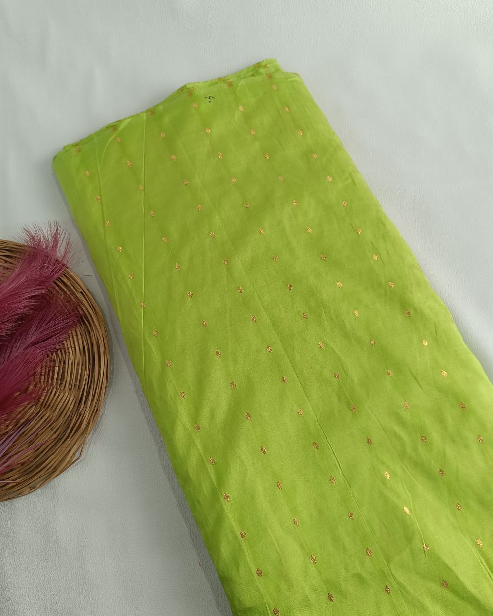 Taffeta Work Parrot Green Colour 60 Inches Width