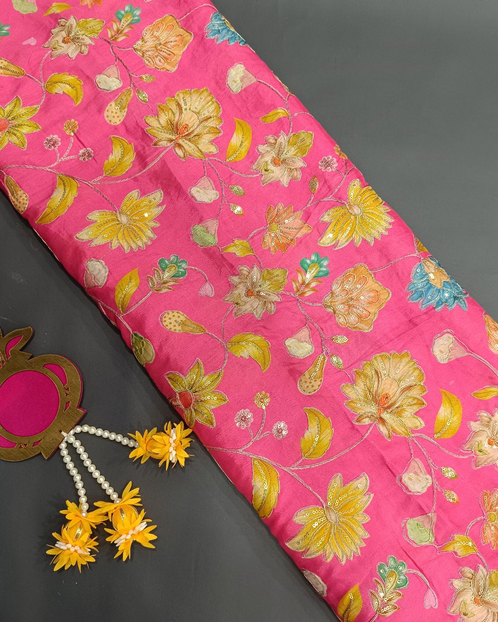 Chinnon Work Rani Pink Colour 45 Inches Width