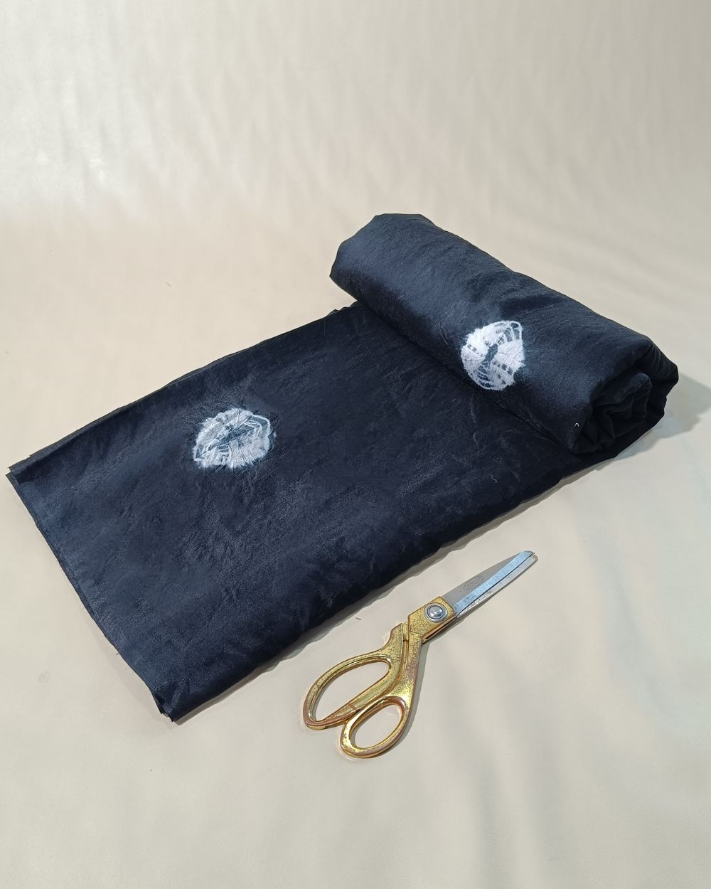 Chanderi Cotton with Shibori Print Black Colour 46 Inches Width