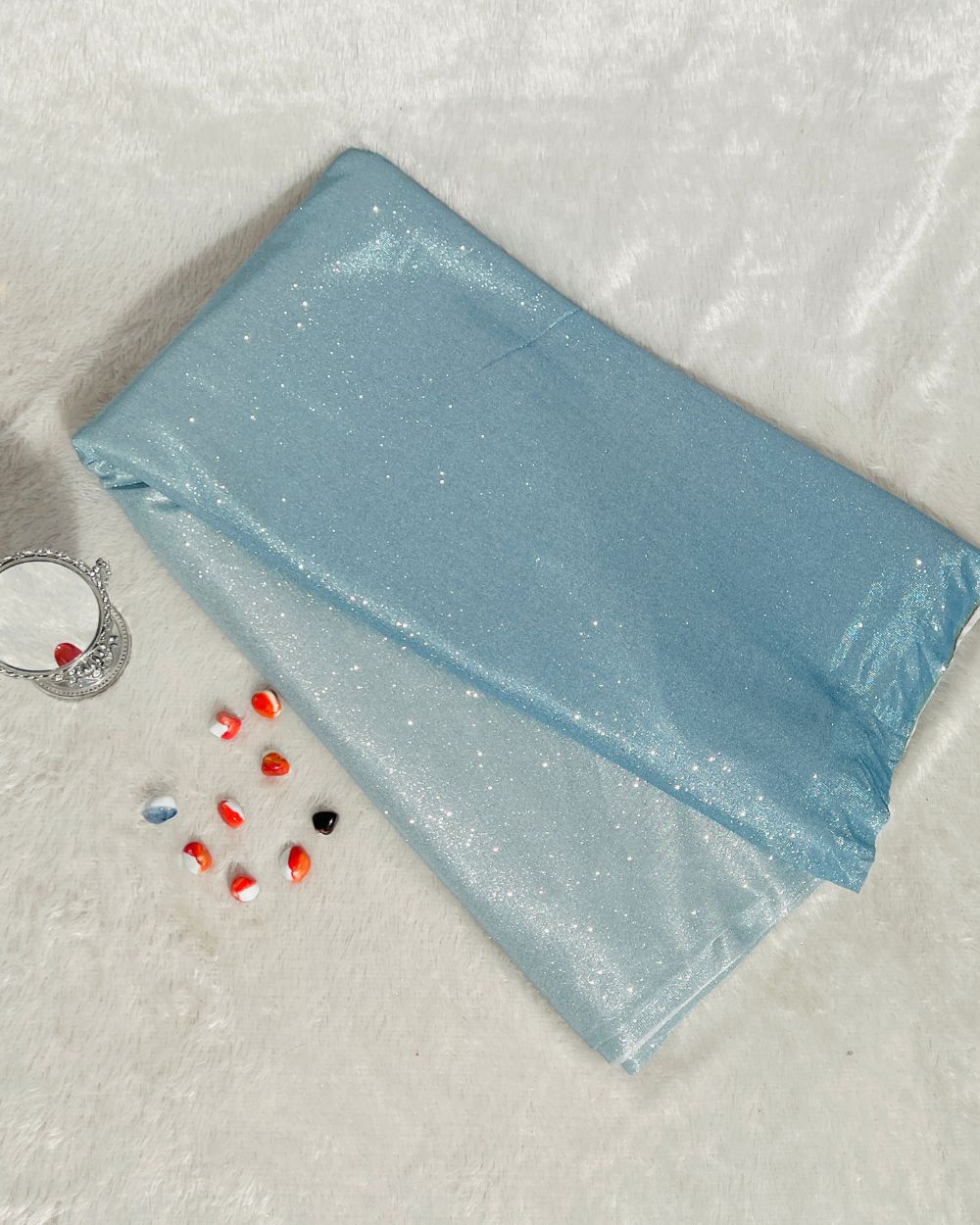 Imported Sparkle Sky Blue Dual Tone Shaded Colour 55 Inches Width