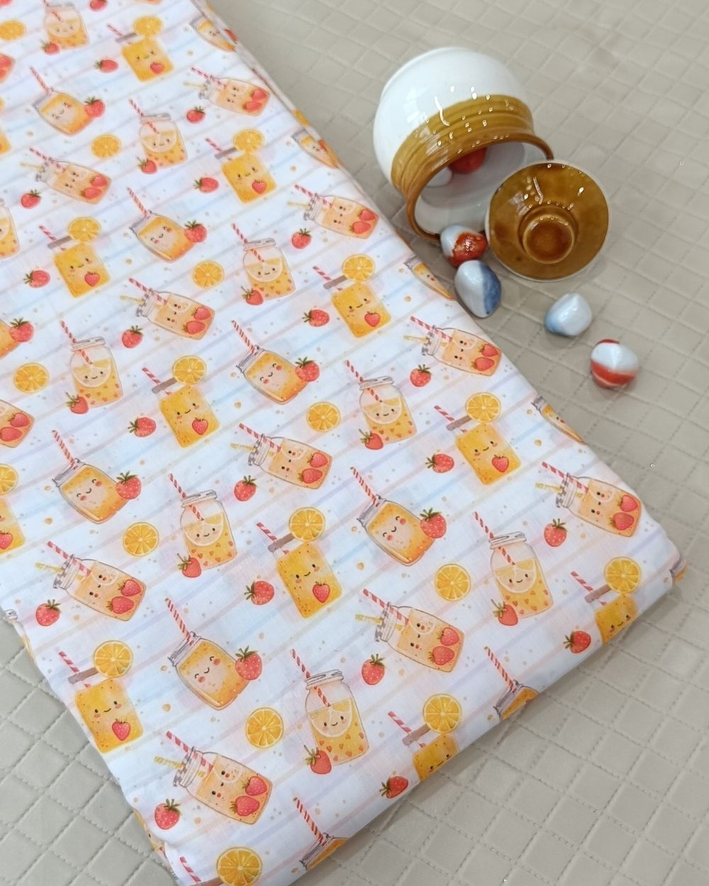 Soft Cotton with Kids Print (Baby/Nursery) White Colour 44 Inches Width