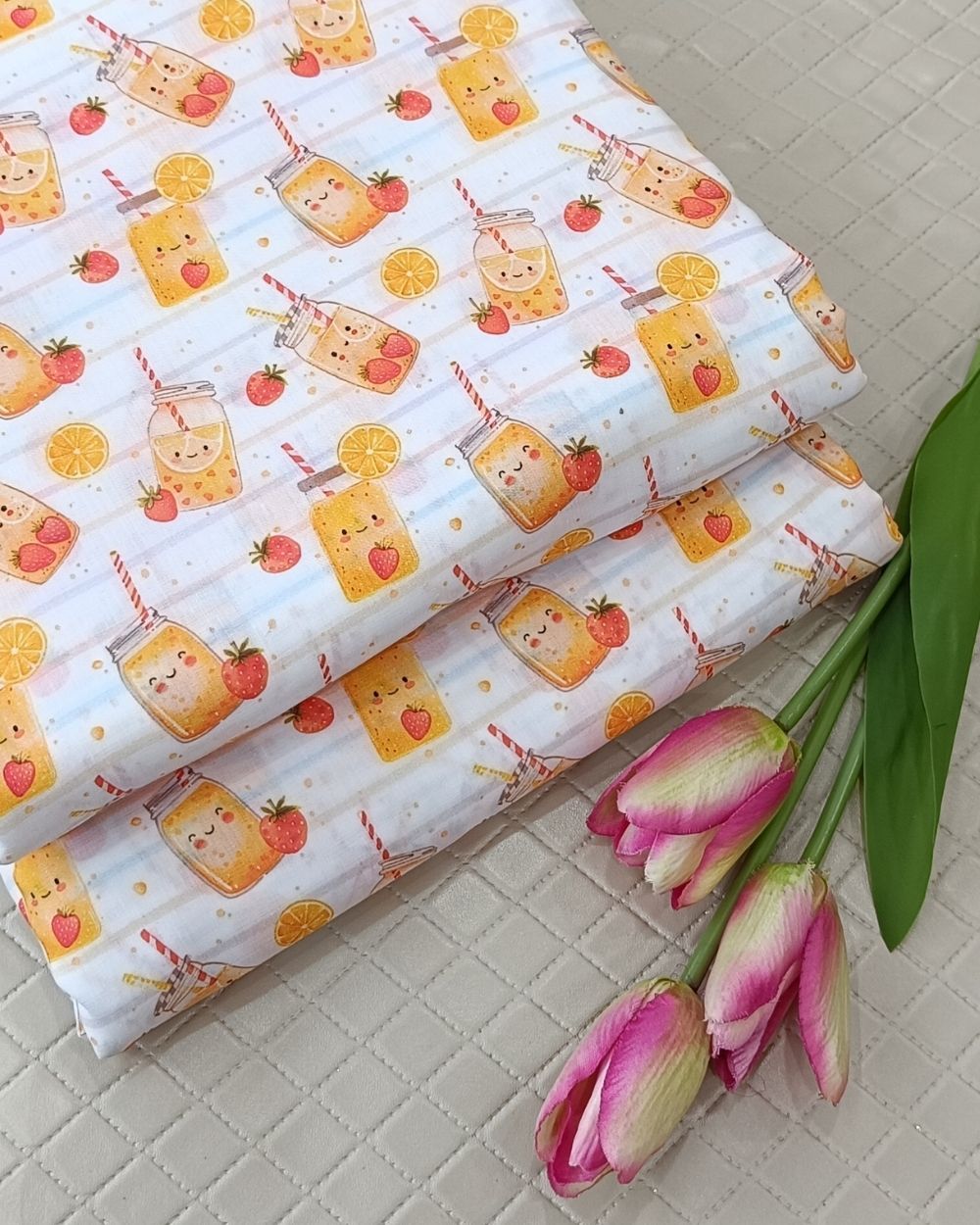 Soft Cotton with Kids Print (Baby/Nursery) White Colour 44 Inches Width