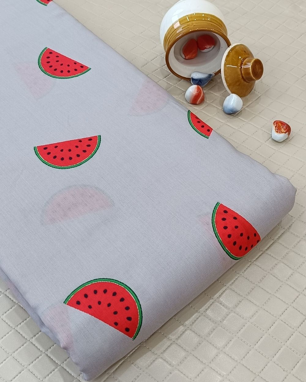 Soft Cotton with Kids Print (Baby/Nursery) Light Grey Colour 44 Inches Width