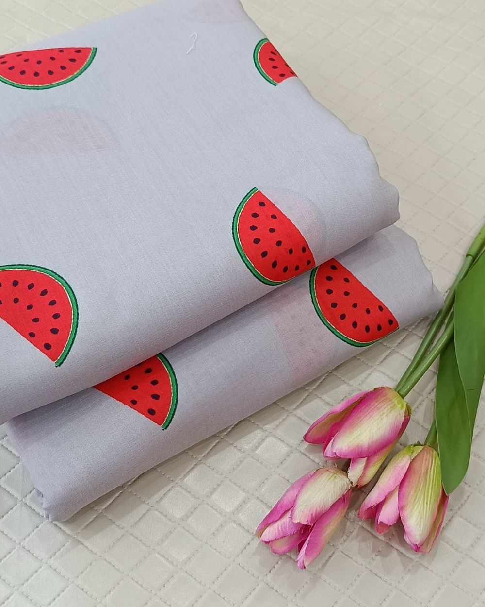 Soft Cotton with Kids Print (Baby/Nursery) Light Grey Colour 44 Inches Width