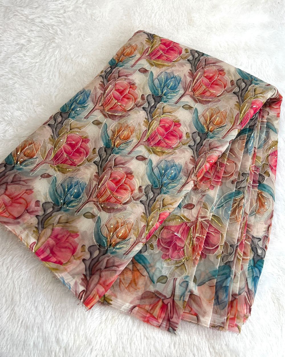 Pure Soft Organza Work Off White Colour 45 Inches Width