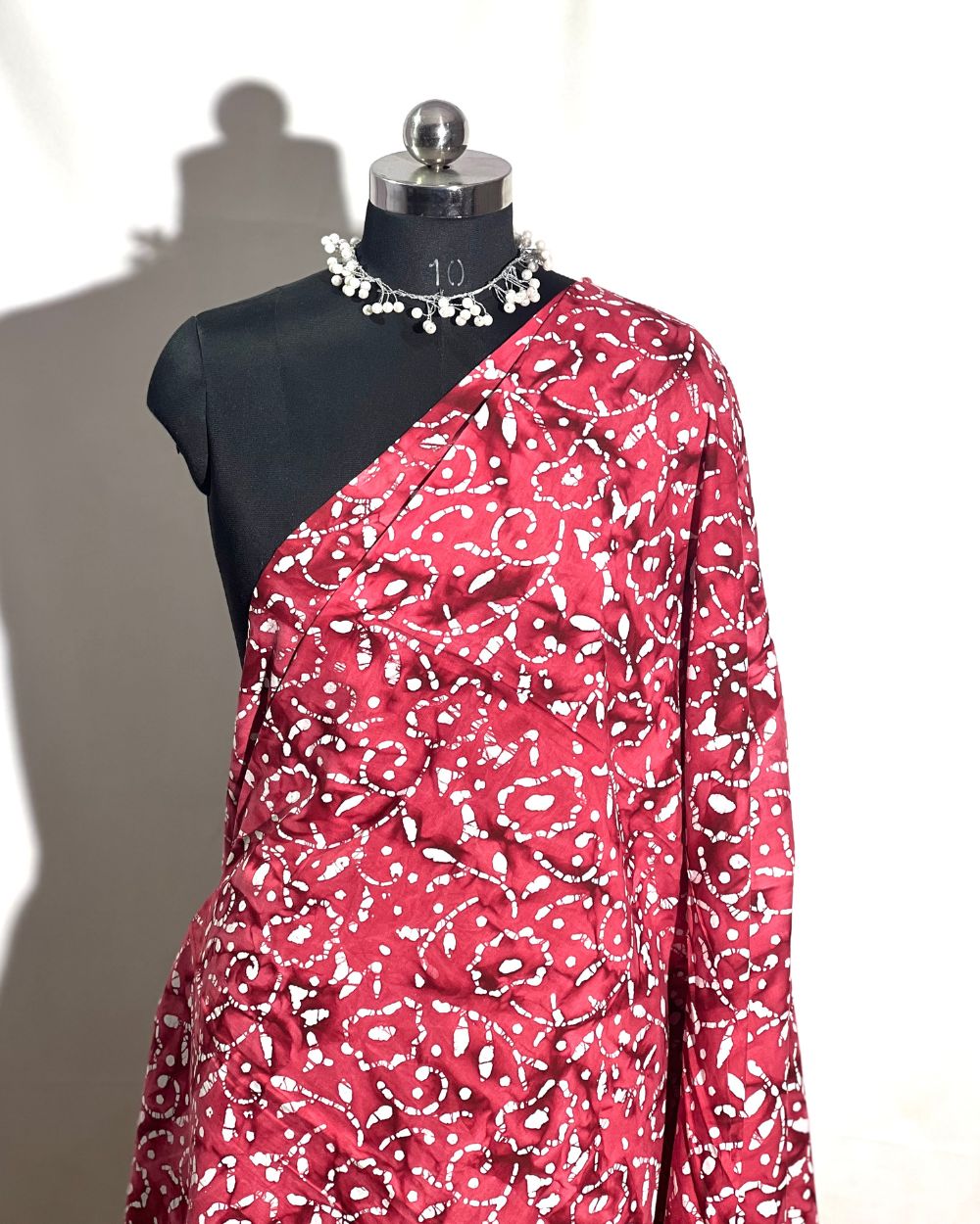 Cotton Hand Blocked Wax Batik Print Pastel Maroon Colour 46 Inches Width