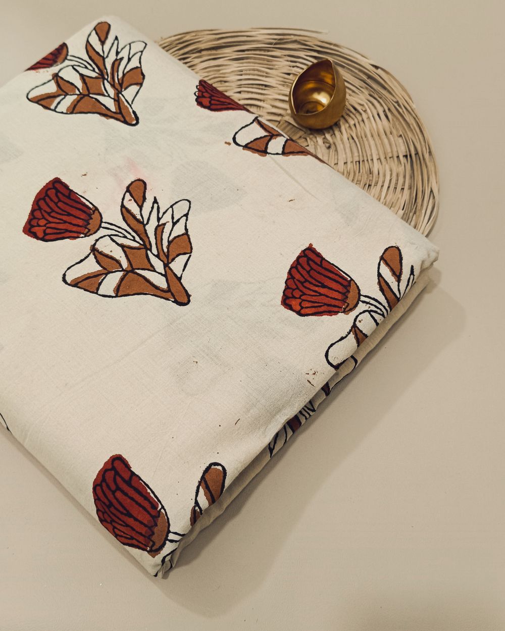 Bagru Hand Block Printed Cotton Off White Colour 45 Inches Width