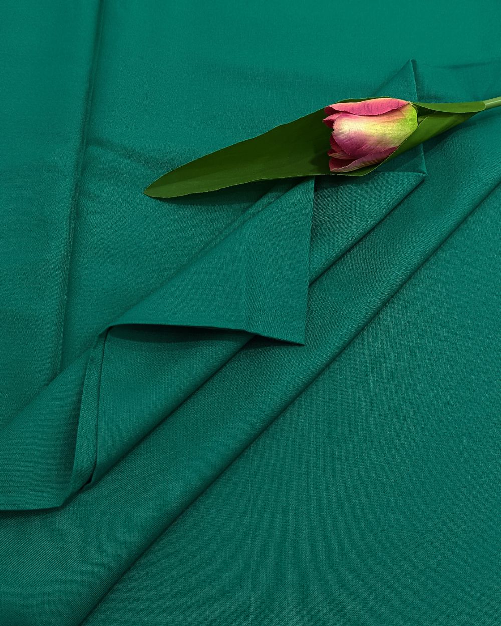 Plain Rayon-cotton Peacock Green Colour 44 Inches Width