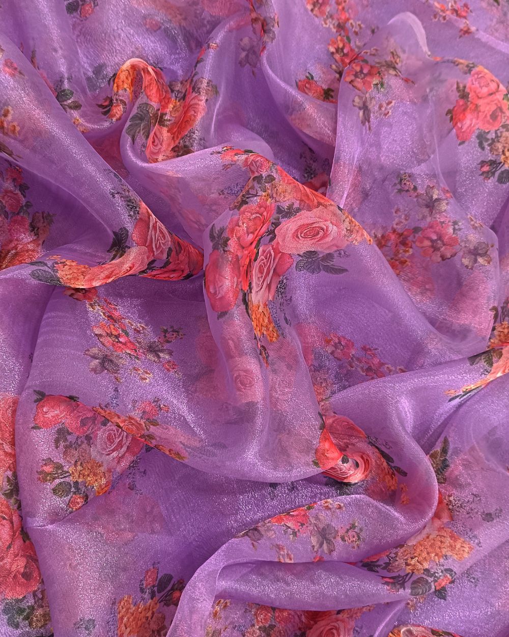 Printed Organza Lavender Colour 43 Inches Width