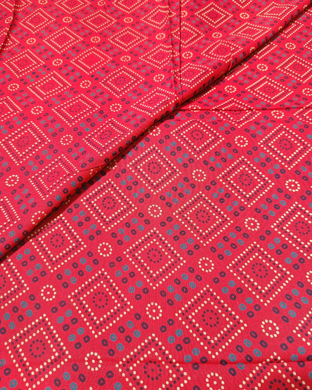 Printed Gujari Cotton with Border Red Colour 42 Inches Width