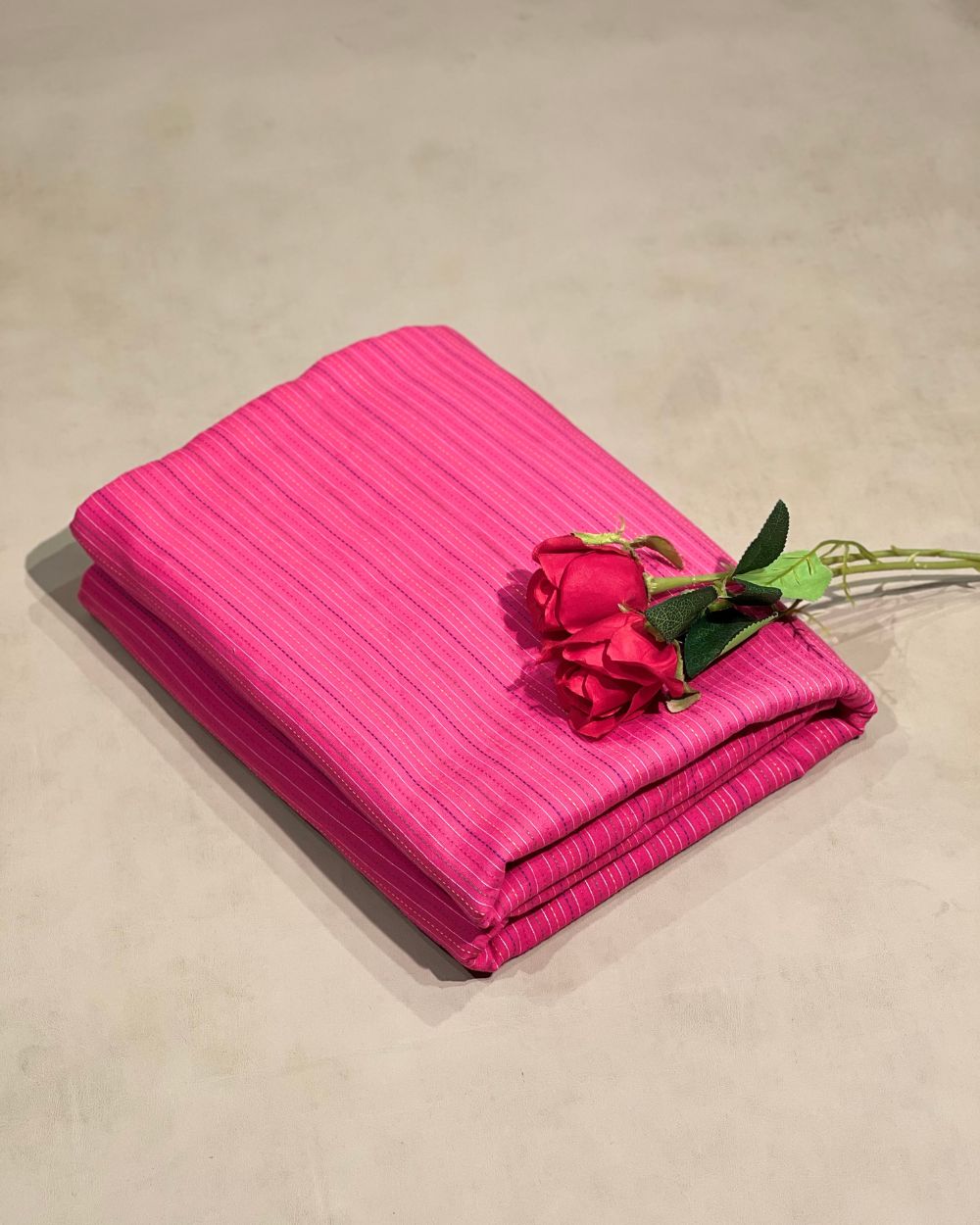 Plain Cotton Kantha Work Pink Colour 43 Inches Width