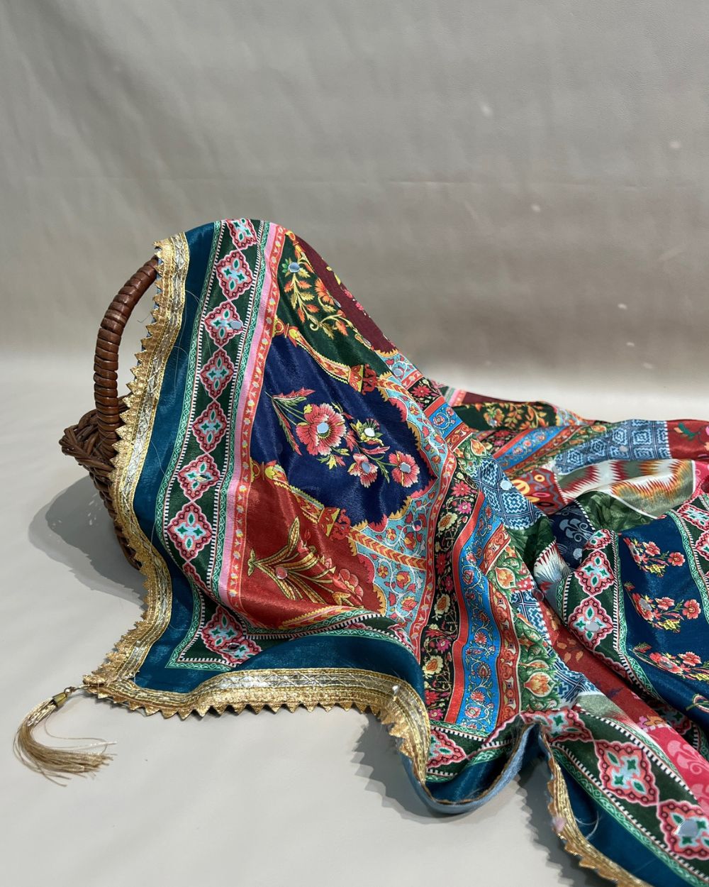 Chinnon Abla Work Dupatta Multicolor 42 Inches Width