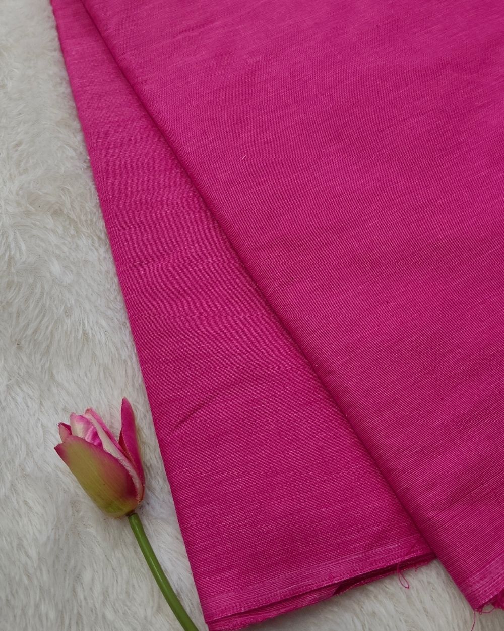 Plain Khadi Cotton Fabric Vibrant Pink Colour 45 Inches Width
