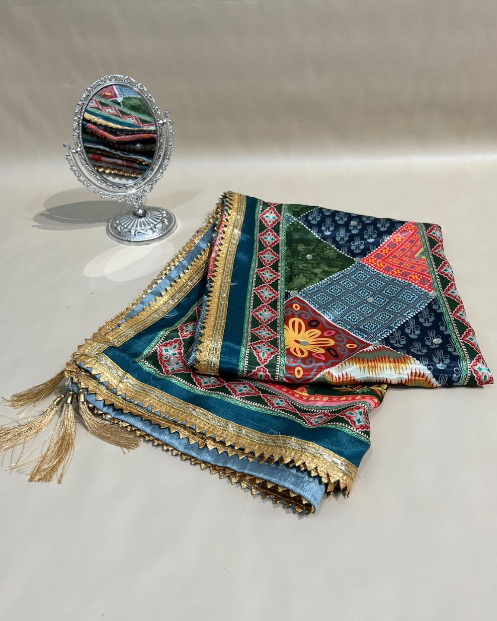 Chinnon Abla Work Dupatta Multicolor 42 Inches Width