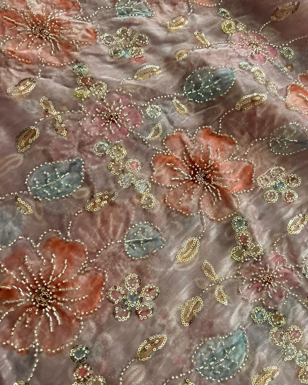 Premium Organza Work Onion Pink Colour 50 Inches Width