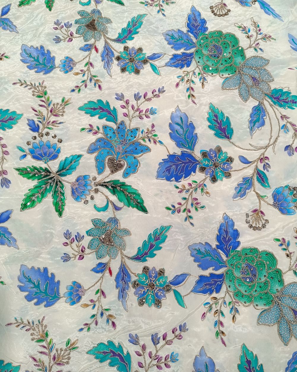 Natural Crepe Work Cream Colour 44 Inches Width