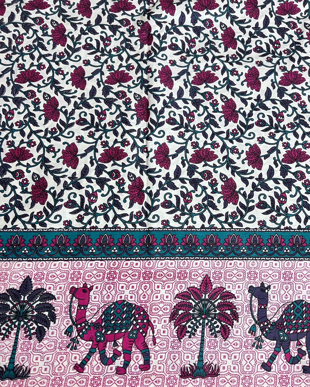 Printed Cotton With Border Pink Colour 44 Inches Width
