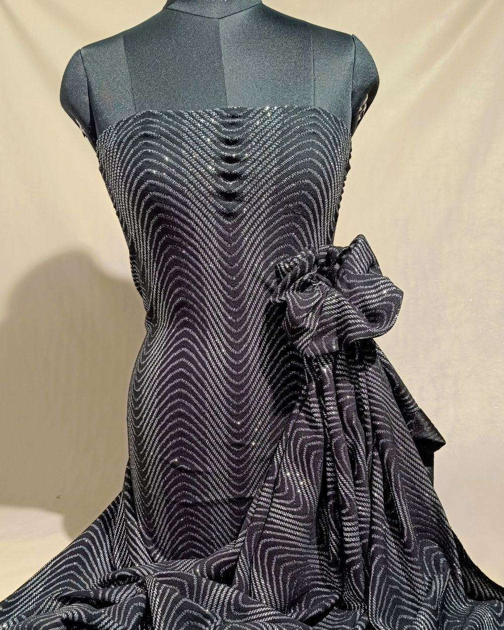 Imported Leheriya Sparkle Black Colour 58 Inches Width