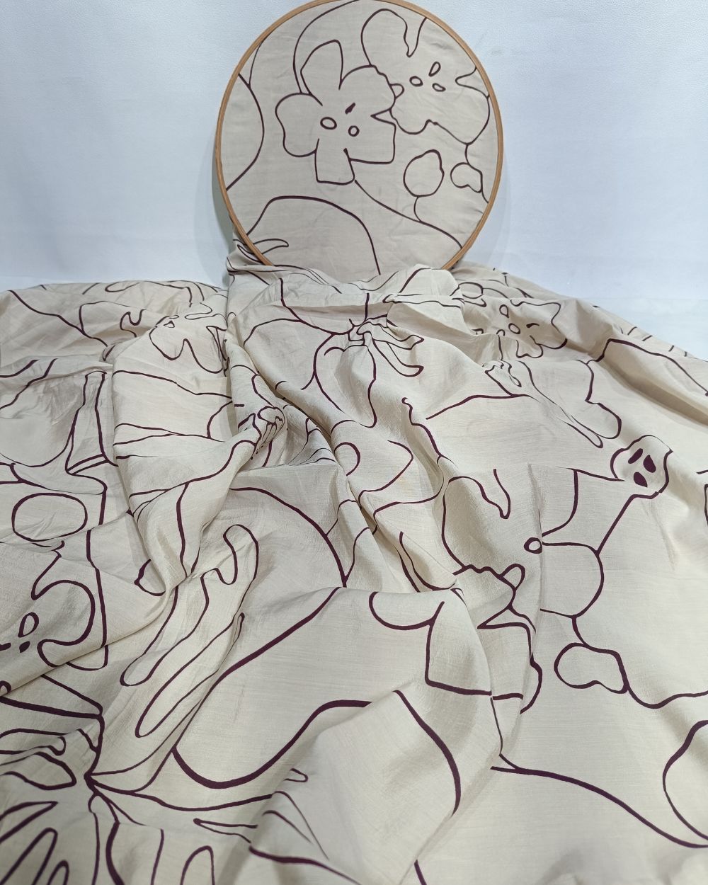 Printed Muslin Wine Colour 60 Inches Width