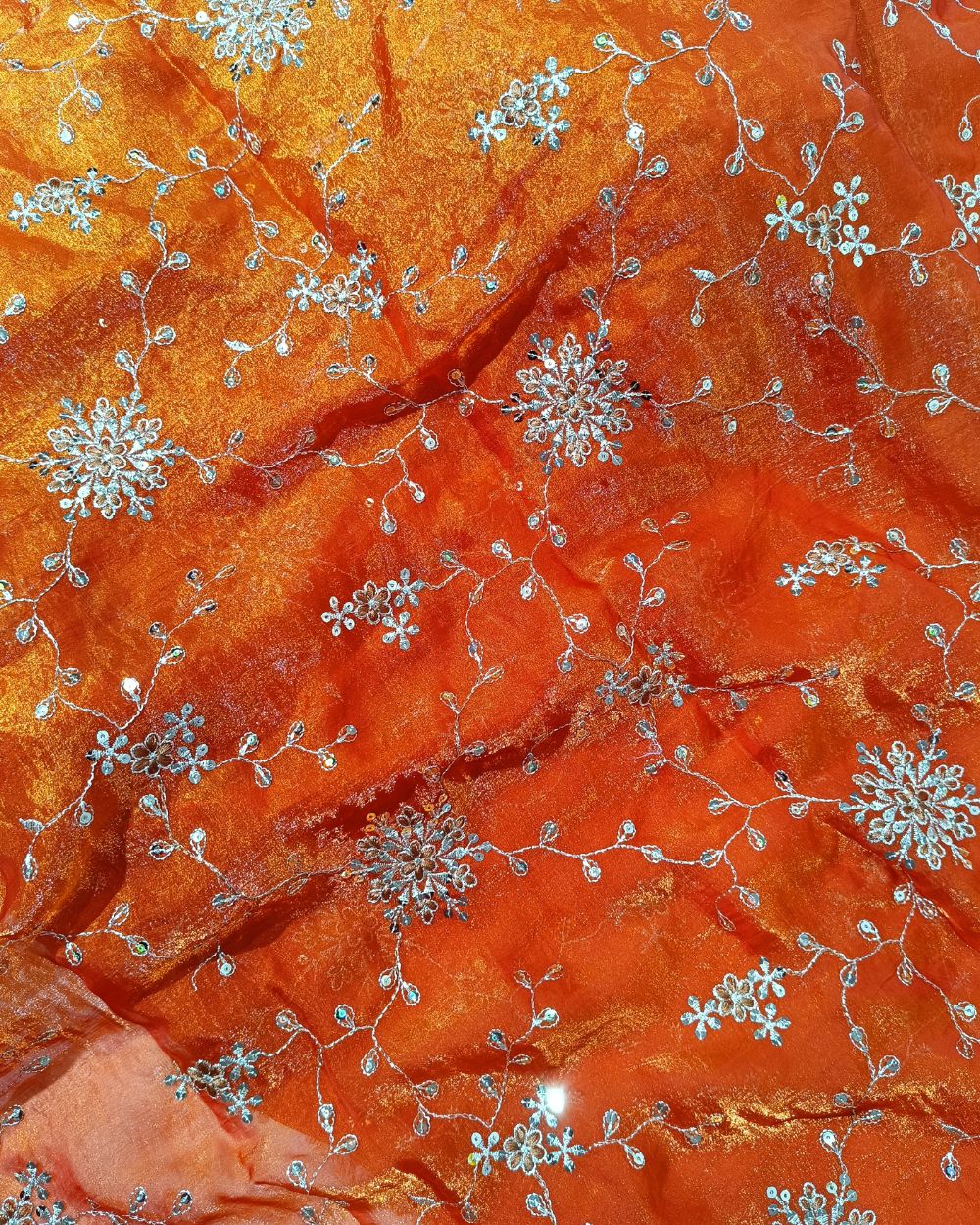 Space Silk Work Burnt Orange Colour 46 Inches Width