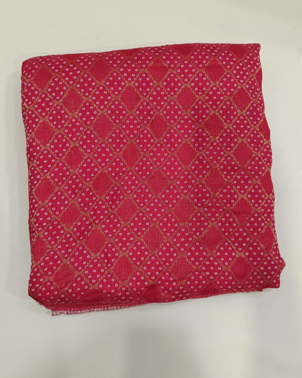 Jacquard Dola Silk Red Colour 44 Inches Width