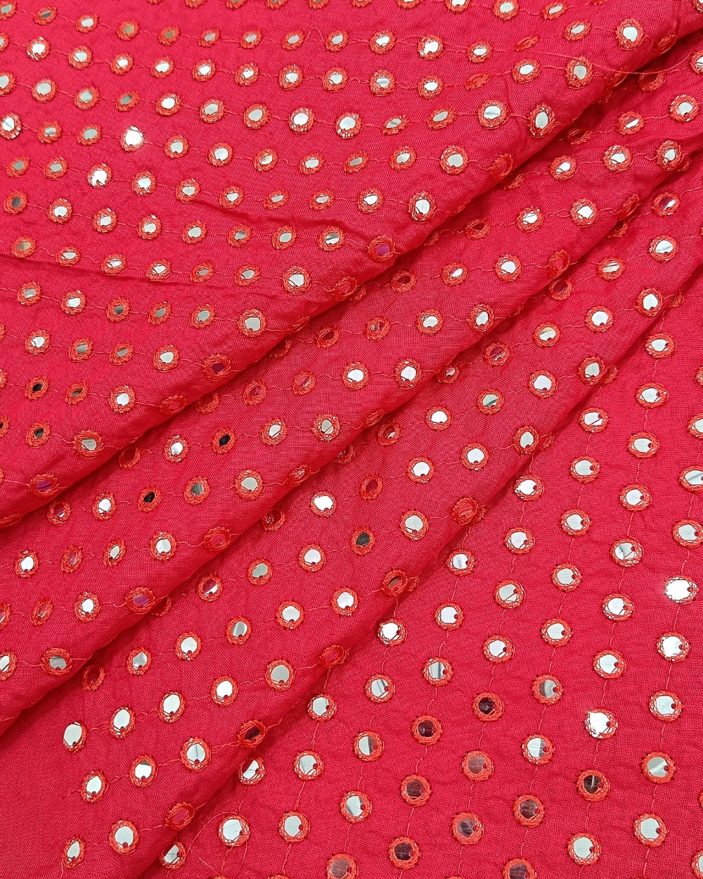 Rayon Abla Work Red Colour 42 inches width