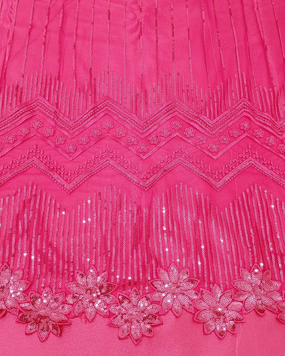 Net Work with Cutwork Border Pink Colour 50 Inches Width