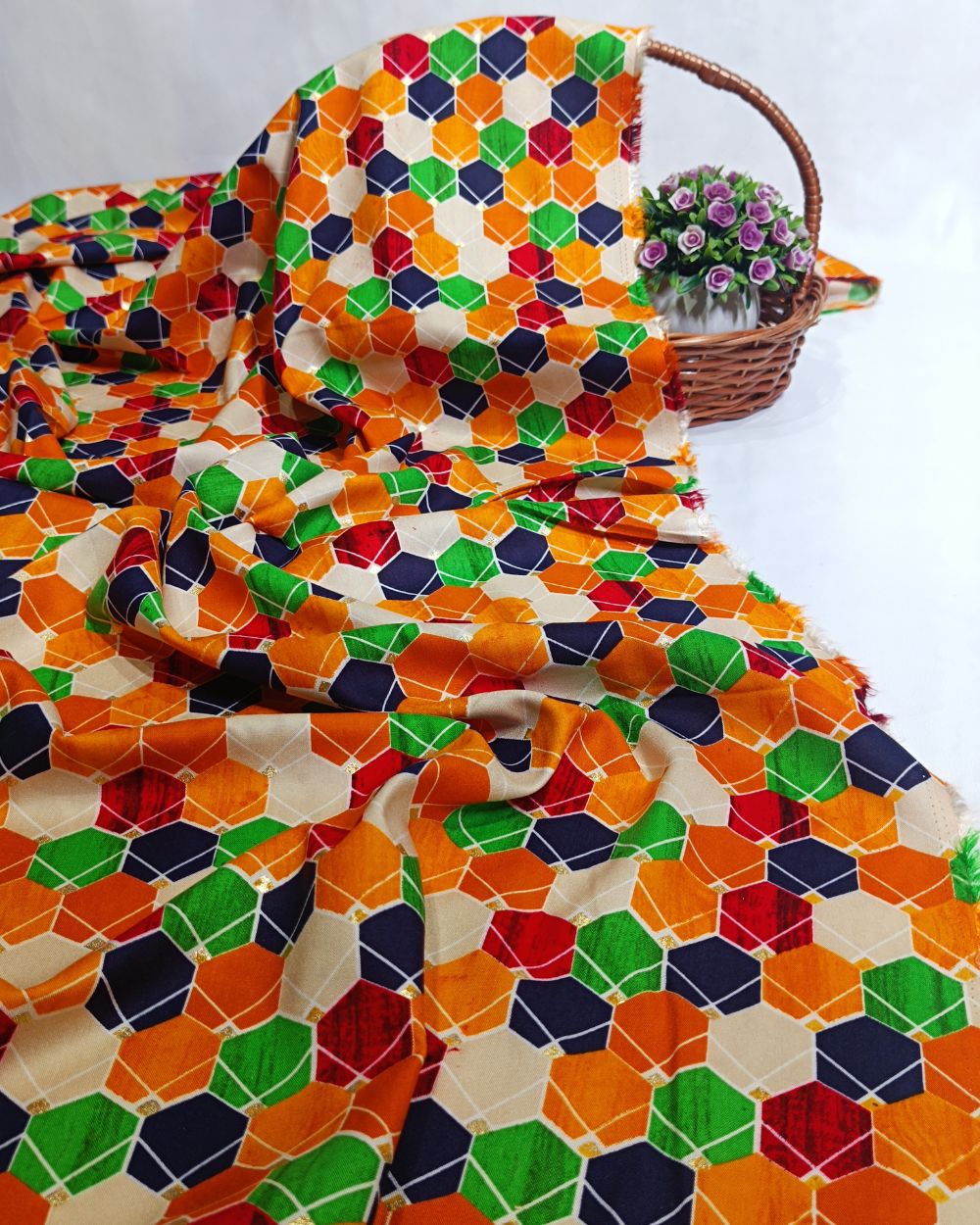 Rayon Foil Print Multicolour 42 Inches Width