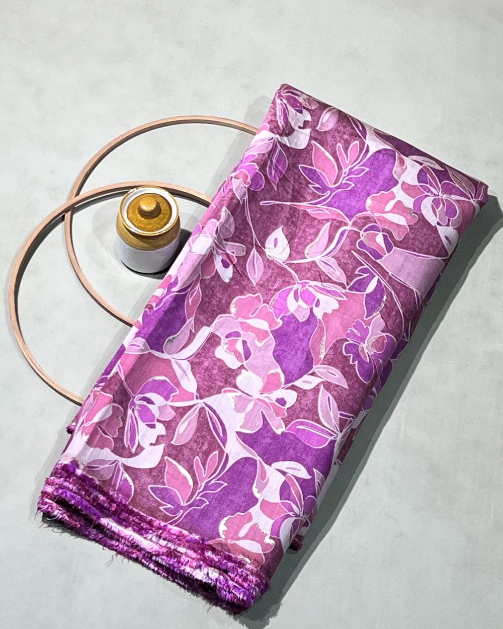 Printed Muslin (Foil) Onion Pink Colour 44 Inches Width