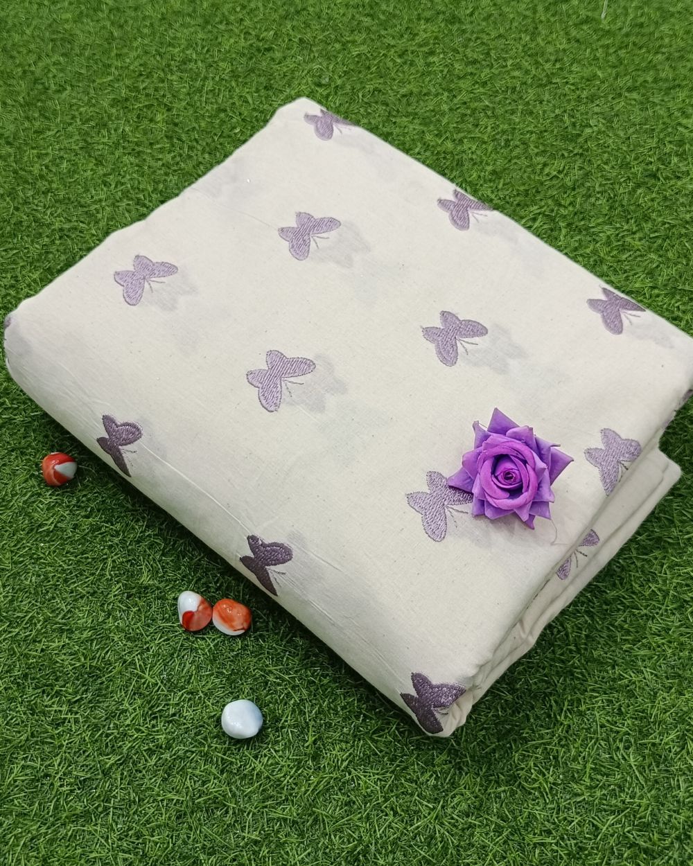 Kora Cotton Work Lavender 44 Inches Width